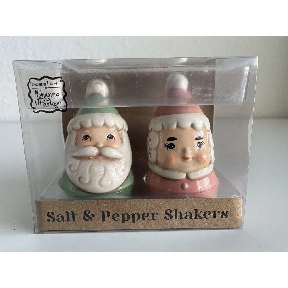 Johanna Parker Design Christmas Mr & Mrs. Claus Santa Salt & Pepper Shakers New
